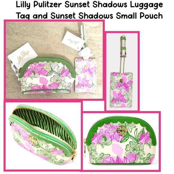 Lilly Pulitzer Handbags - Lilly Pulitzer Sunset Shadows Luggage Tag and Sunset Shadows Small Pouch
